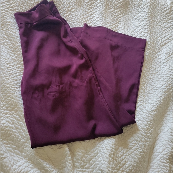 Old Navy High Rise Wide Leg Satin Pants Burgundy Plum Size 4 - Picture 5 of 5